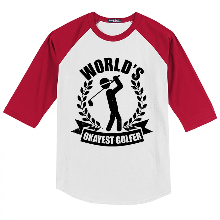 Funny Worlds Okayest Golfer Kids Colorblock Raglan Jersey