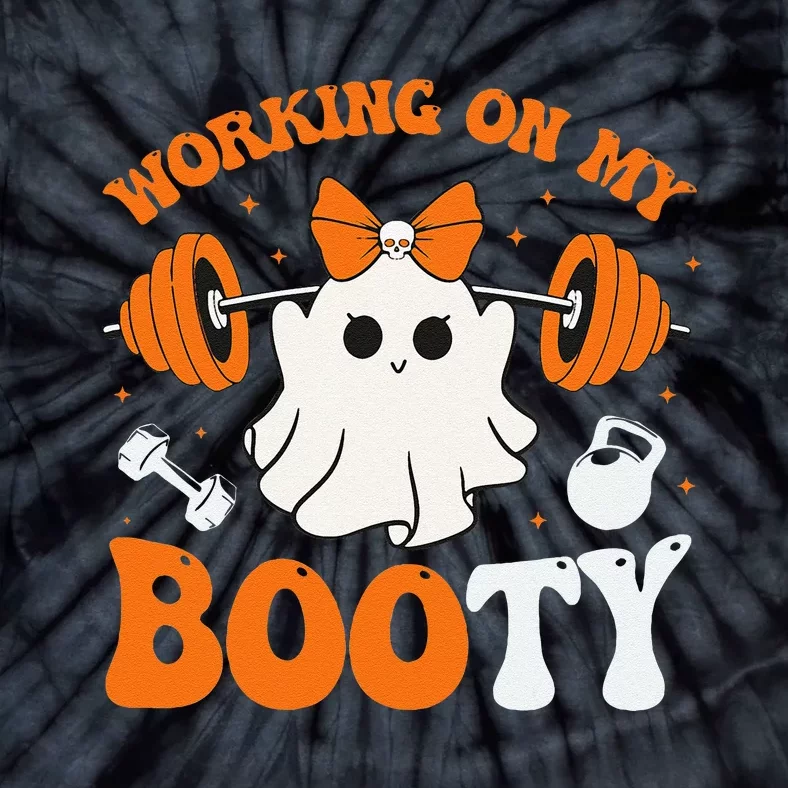 Funny Working On My Booty Ghost Boo Gym Ghost Pun Halloween Tie-Dye T-Shirt