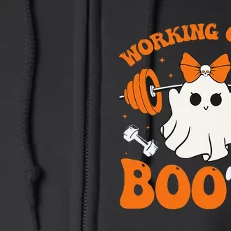 Funny Working On My Booty Ghost Boo Gym Ghost Pun Halloween Full Zip Hoodie