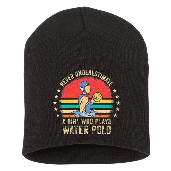 Funny Water Polo Athlete Saying Girl H2O Water Polo Player Short Acrylic Beanie