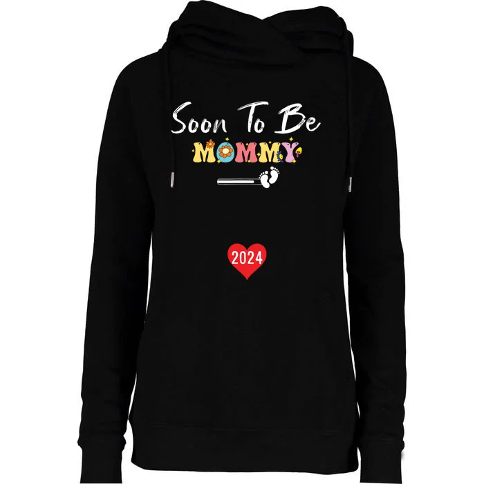 Funny Women Pregnancy Soon To Be Mommy 2024 Funny New Mom Womens Funnel Neck Pullover Hood