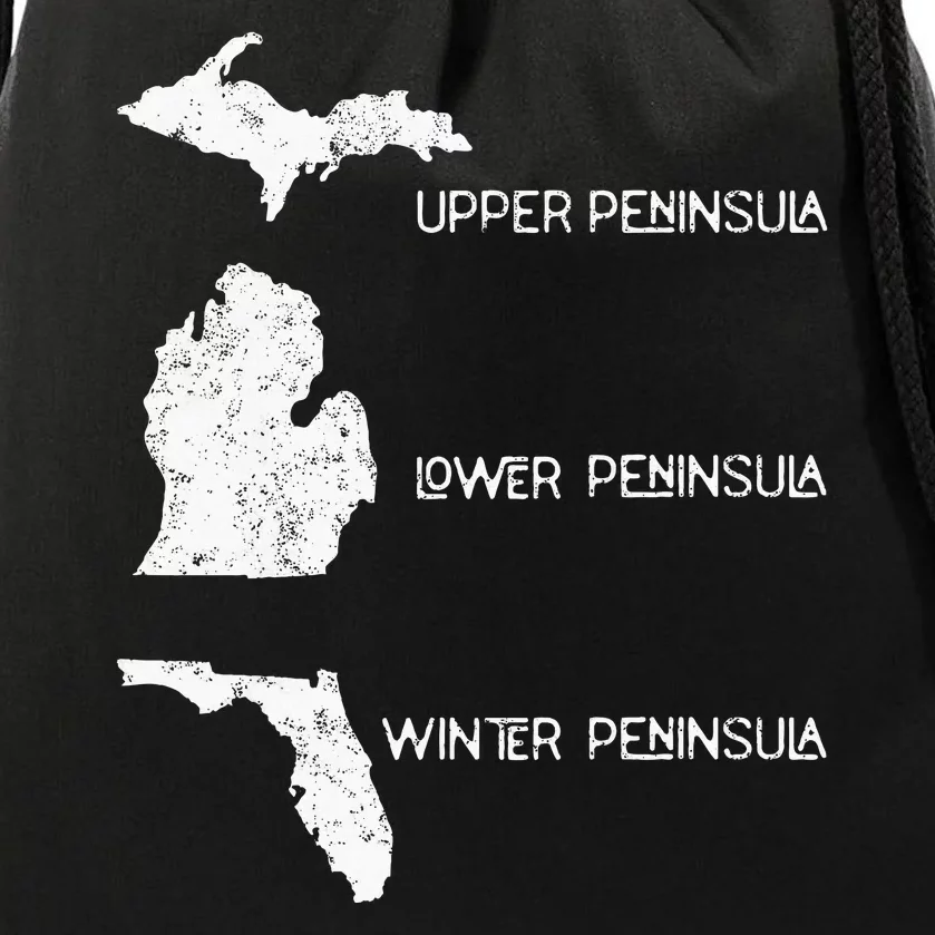 Funny Winter Peninsula Florida Vacation Michigan Michiganian Drawstring Bag