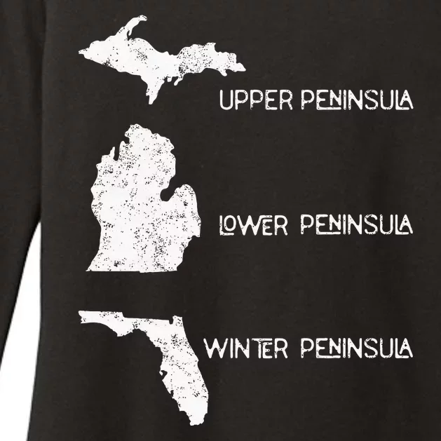 Funny Winter Peninsula Florida Vacation Michigan Michiganian Womens CVC Long Sleeve Shirt