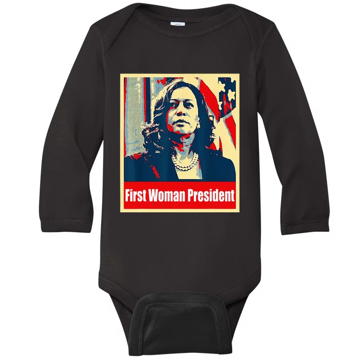 First Woman President Of America Kamala Harris 2024 Baby Long Sleeve Bodysuit