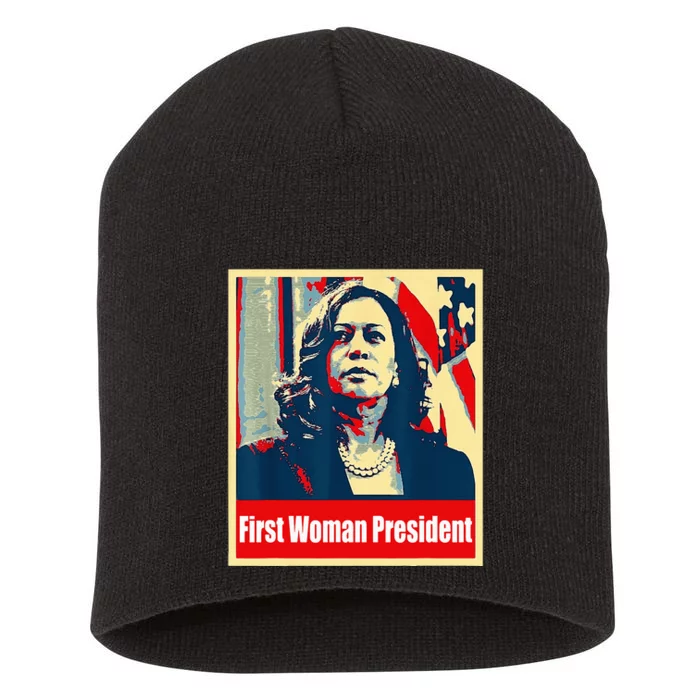 First Woman President Of America Kamala Harris 2024 Short Acrylic Beanie