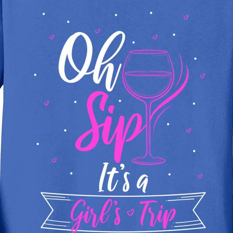 Fun Wine Party Travel Trip Oh Sip Its A Trip Gift Kids Long Sleeve Shirt