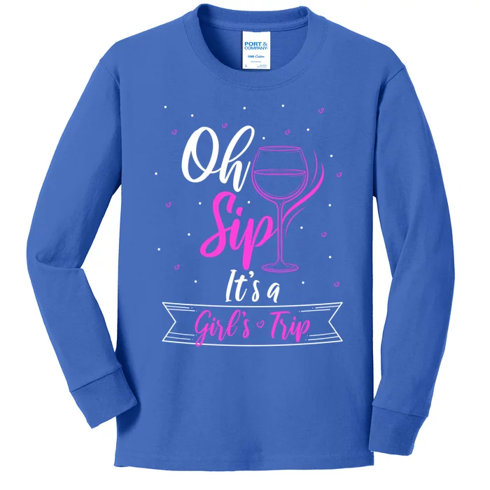 Fun Wine Party Travel Trip Oh Sip Its A Trip Gift Kids Long Sleeve Shirt