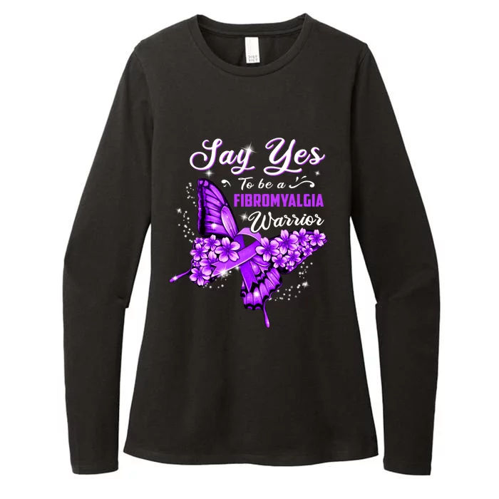 Fibromyalgia Warrior Purple Butterfly Gift Womens CVC Long Sleeve Shirt