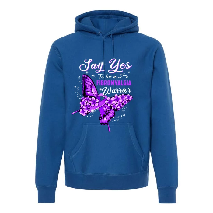 Fibromyalgia Warrior Purple Butterfly Gift Premium Hoodie