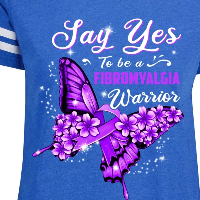 Fibromyalgia Warrior Purple Butterfly Gift Enza Ladies Jersey Football T-Shirt