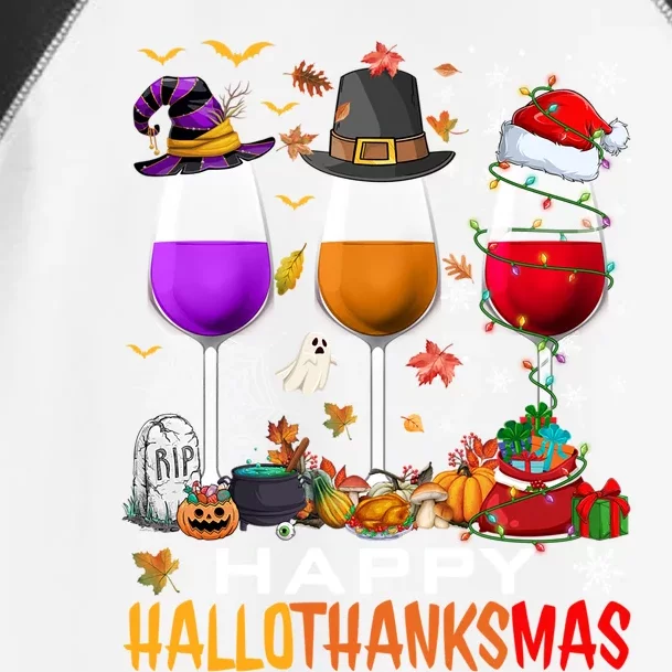 Funny Witch Pilgrim Santa Wine Glasses Happy Hallothanksmas Cute Gift Toddler Fine Jersey T-Shirt