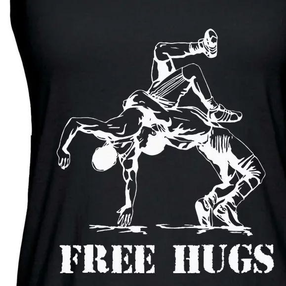 Funny Wrestling Quote Free Hugs Wrestle Wrestling Lover Ladies Essential Flowy Tank