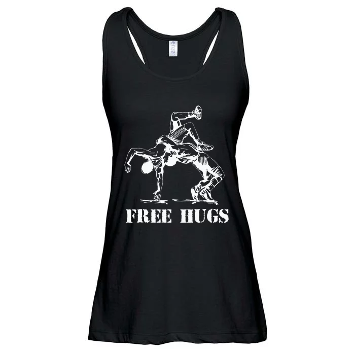 Funny Wrestling Quote Free Hugs Wrestle Wrestling Lover Ladies Essential Flowy Tank