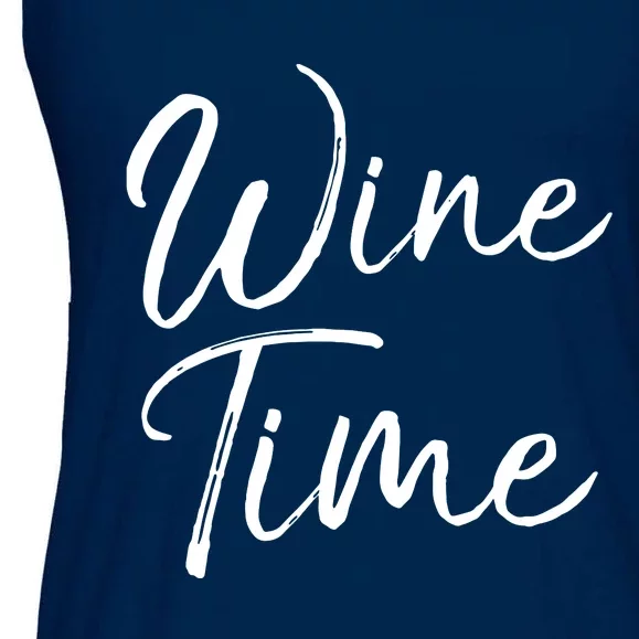 Funny Wine Quote For Wine Lovers Enthusiast Gift Wine Time Ladies Essential Flowy Tank