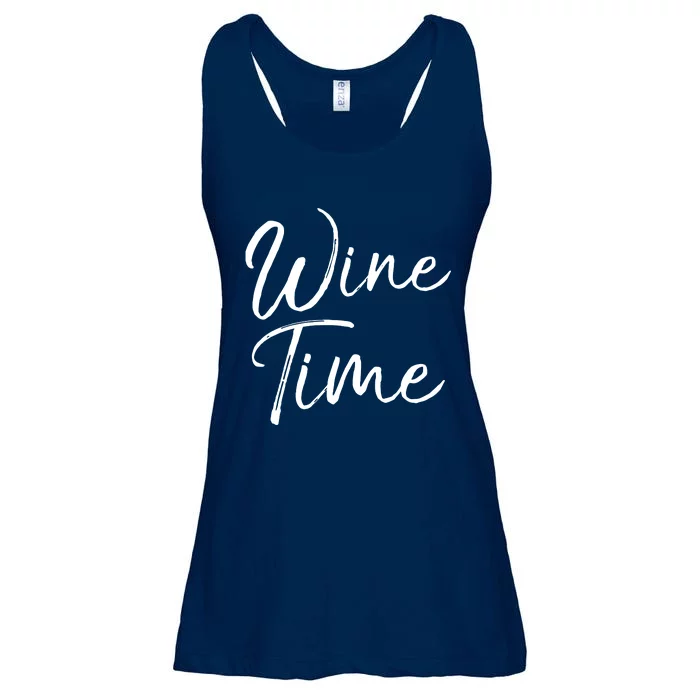 Funny Wine Quote For Wine Lovers Enthusiast Gift Wine Time Ladies Essential Flowy Tank