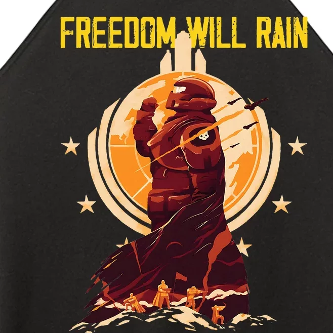 Freedom Will Rain Hell Of Diver Helldiving Lovers Women’s Perfect Tri Rocker Tank