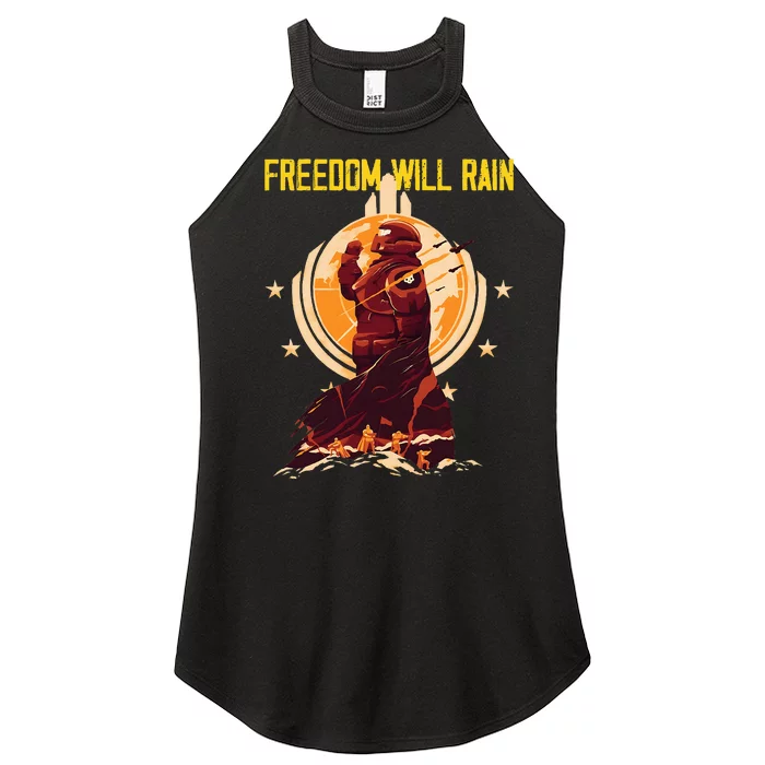 Freedom Will Rain Hell Of Diver Helldiving Lovers Women’s Perfect Tri Rocker Tank