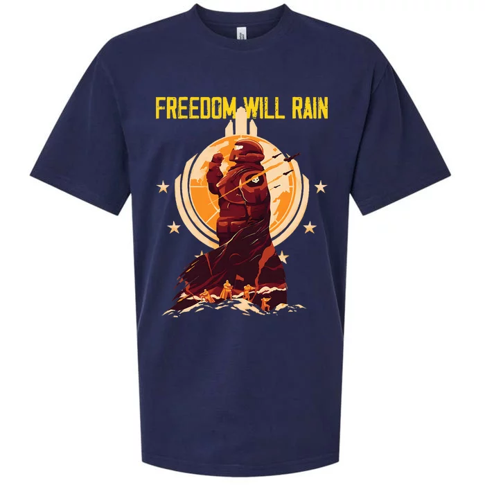 Freedom Will Rain Hell Of Diver Helldiving Lovers Sueded Cloud Jersey T-Shirt