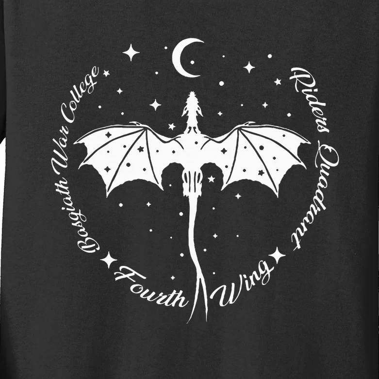 Fourth Wing Romantasy Dragons Yarros Basgiath Fantasy Book Kids Long Sleeve Shirt