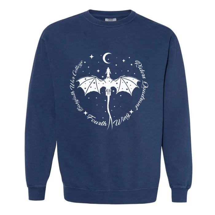 Fourth Wing Romantasy Dragons Yarros Basgiath Fantasy Book Garment-Dyed Sweatshirt