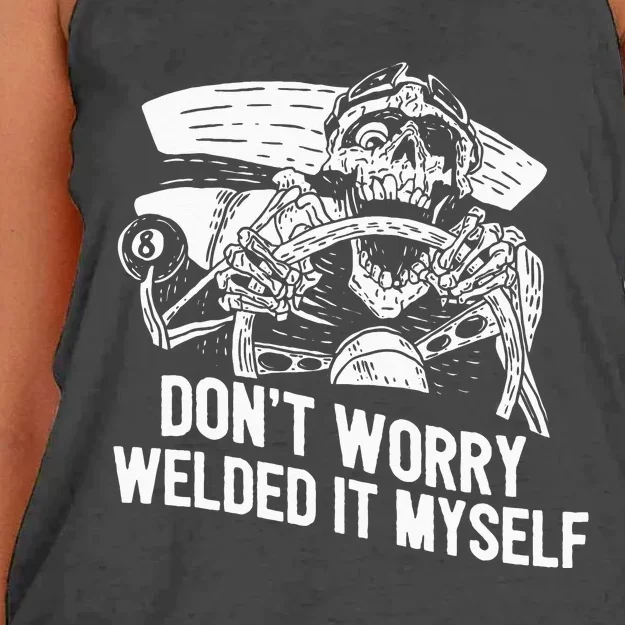 Funny Welder Rat Rod Builder Welded It Myself Women's Knotted Racerback Tank