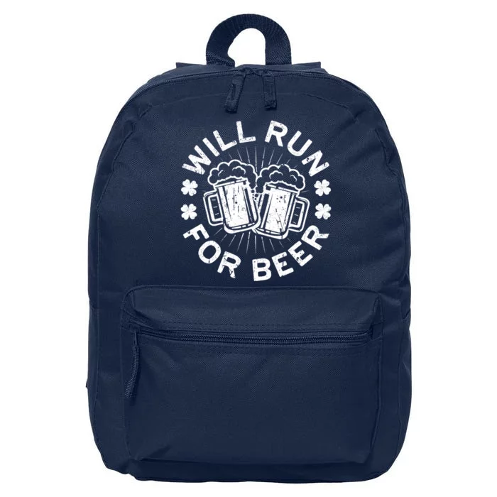 Funny Will Run For Beer Saint Patricks Day Gift 16 in Basic Backpack