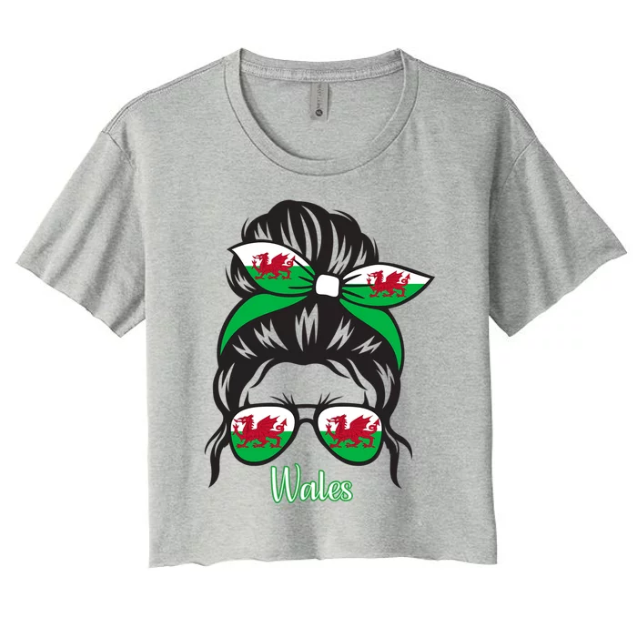 Funny Wales Roots Wales Flag Women's Crop Top Tee