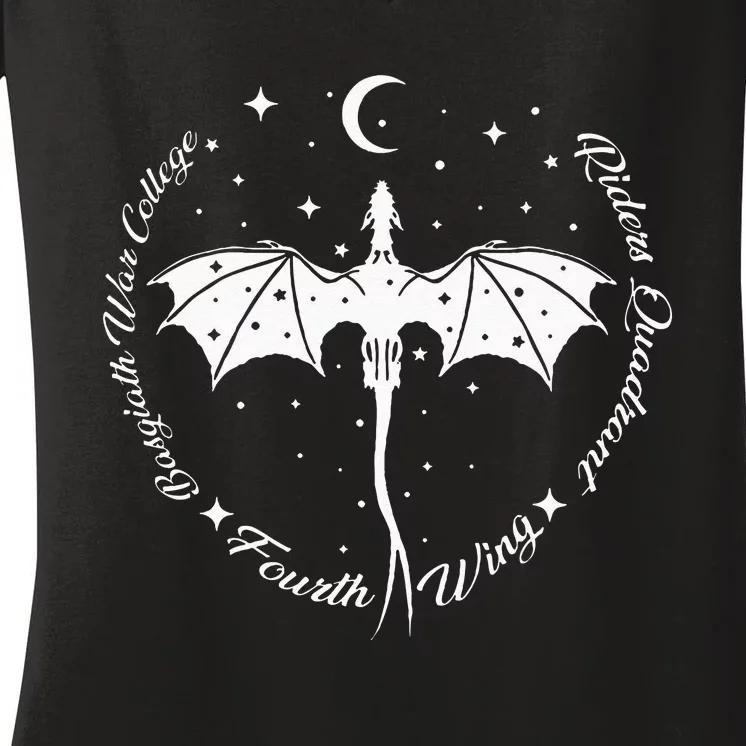 Fourth Wing Romantasy Dragons Yarros Basgiath Fantasy Book Women's V-Neck T-Shirt