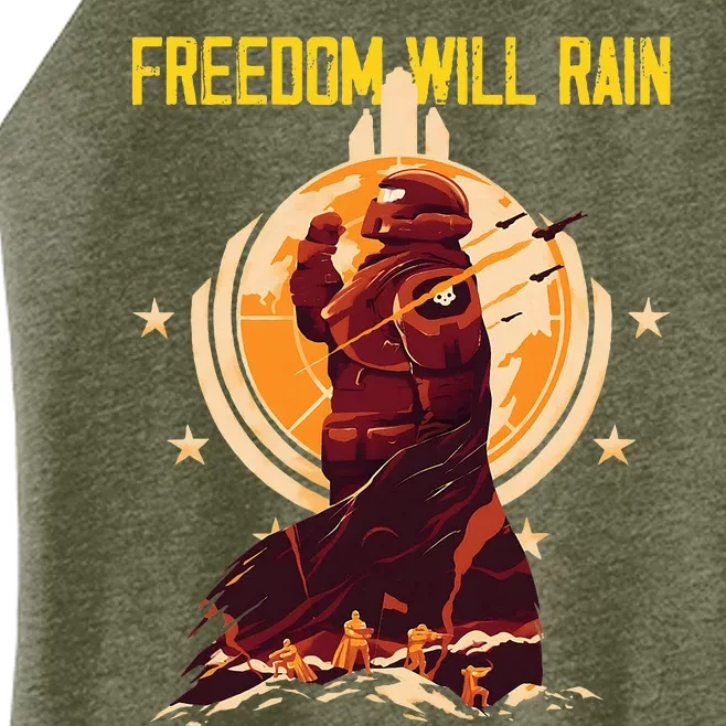 Freedom Will Rain Hell Of Diver Helldiving Lovers Women’s Perfect Tri Rocker Tank