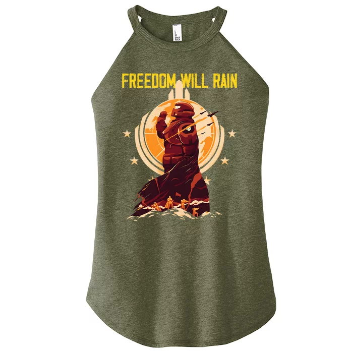 Freedom Will Rain Hell Of Diver Helldiving Lovers Women’s Perfect Tri Rocker Tank