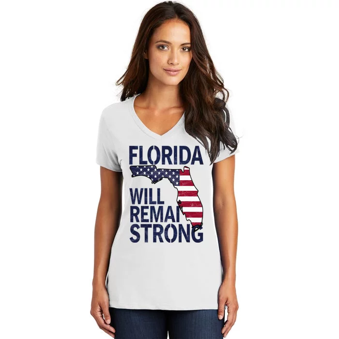 Florida Will Remain Strong Milton 2024 Women's V-Neck T-Shirt