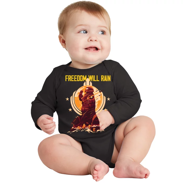 Freedom Will Rain Hell Of Diver Helldiving Lovers Baby Long Sleeve Bodysuit