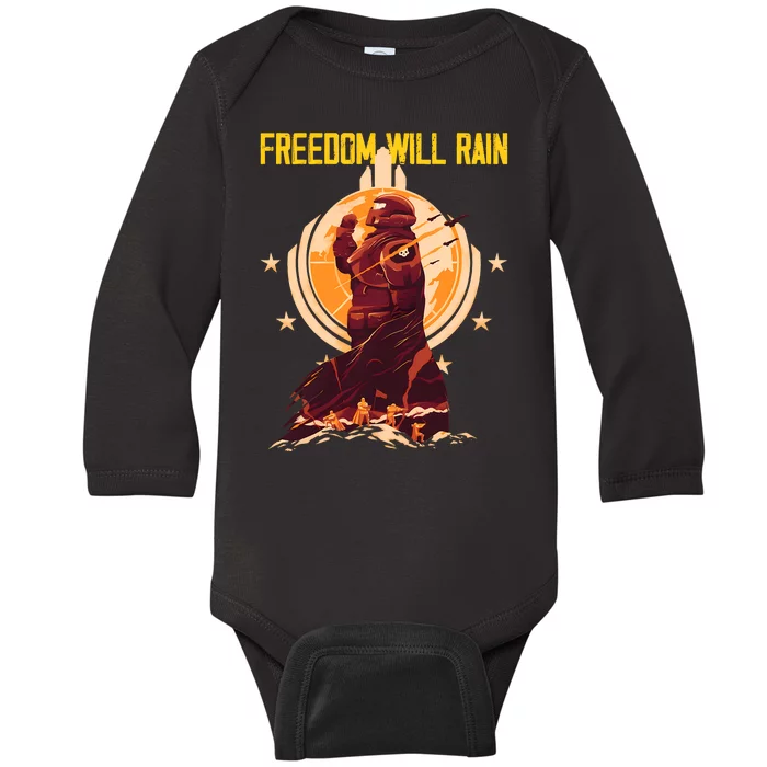 Freedom Will Rain Hell Of Diver Helldiving Lovers Baby Long Sleeve Bodysuit