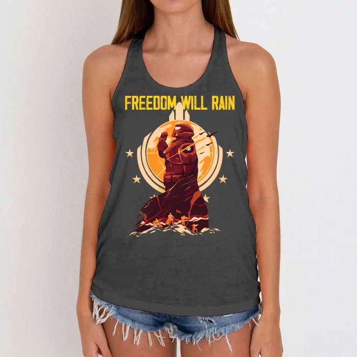 Freedom Will Rain Hell Of Diver Helldiving Lovers Women's Knotted Racerback Tank