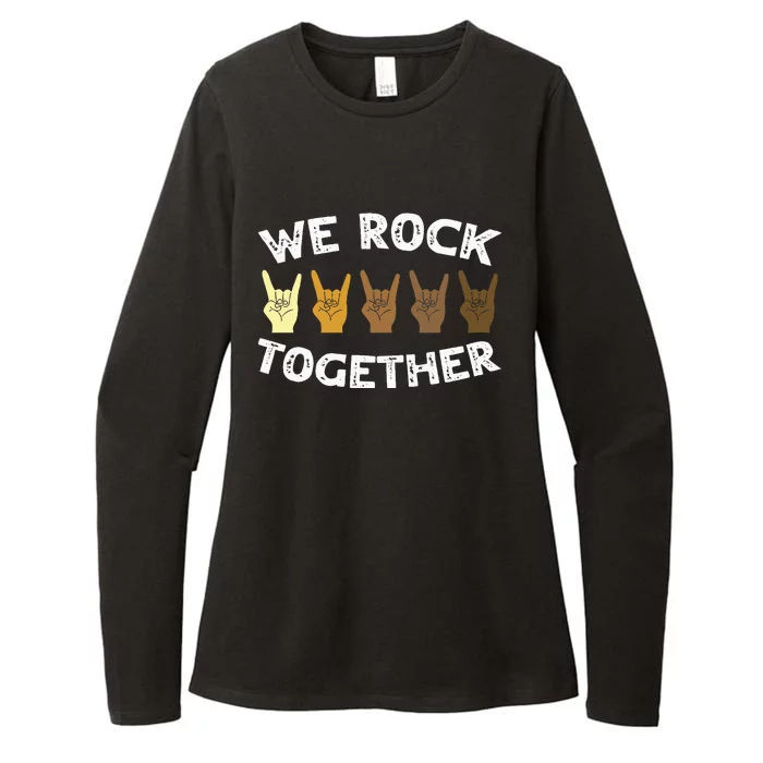 Funny We Rock Together Rocker Skeleton Hand Womens CVC Long Sleeve Shirt