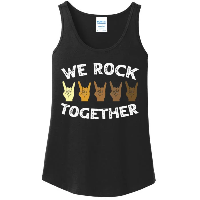 Funny We Rock Together Rocker Skeleton Hand Ladies Essential Tank