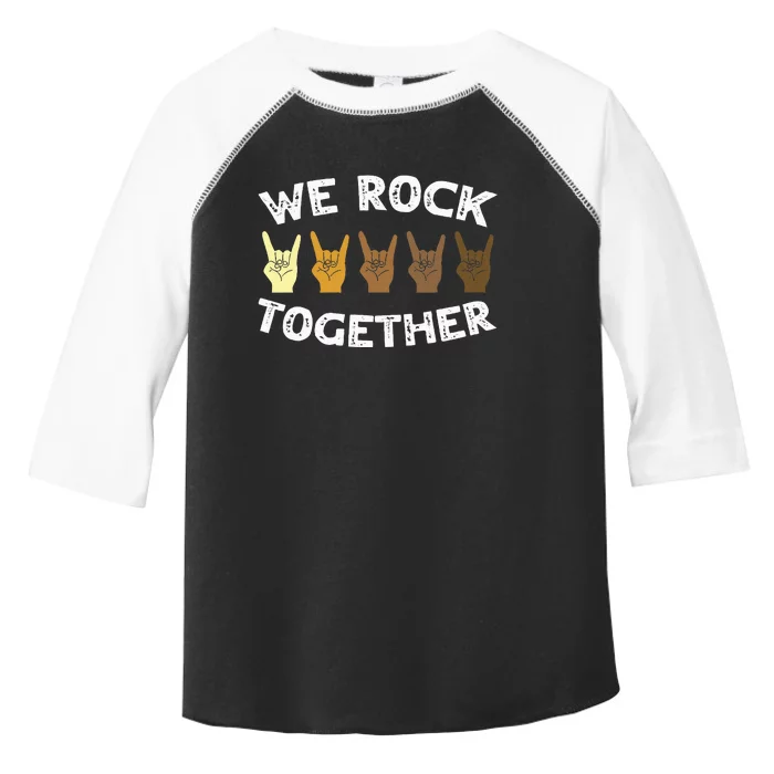 Funny We Rock Together Rocker Skeleton Hand Toddler Fine Jersey T-Shirt