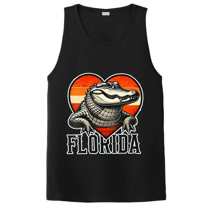 Florida Women Retro Florida Gator Heart Performance Tank