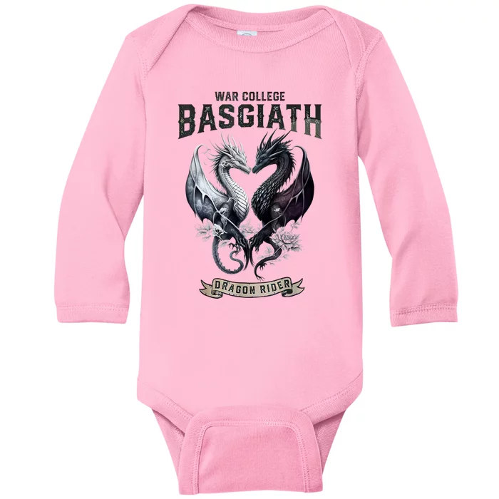 Fourth Wing Romantasy Dark Academia Dragons YA Fantasy Book Baby Long Sleeve Bodysuit