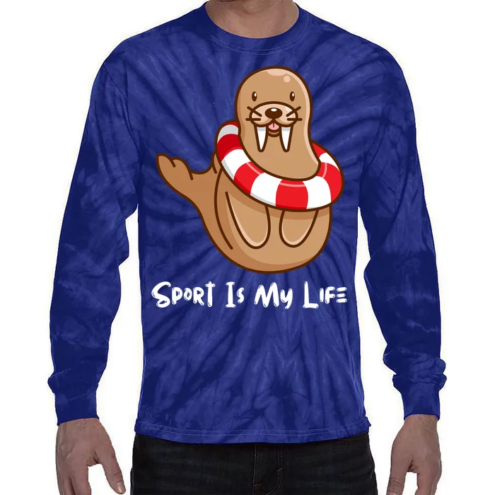 Funny Walrus Sport Is My Life Tie-Dye Long Sleeve Shirt