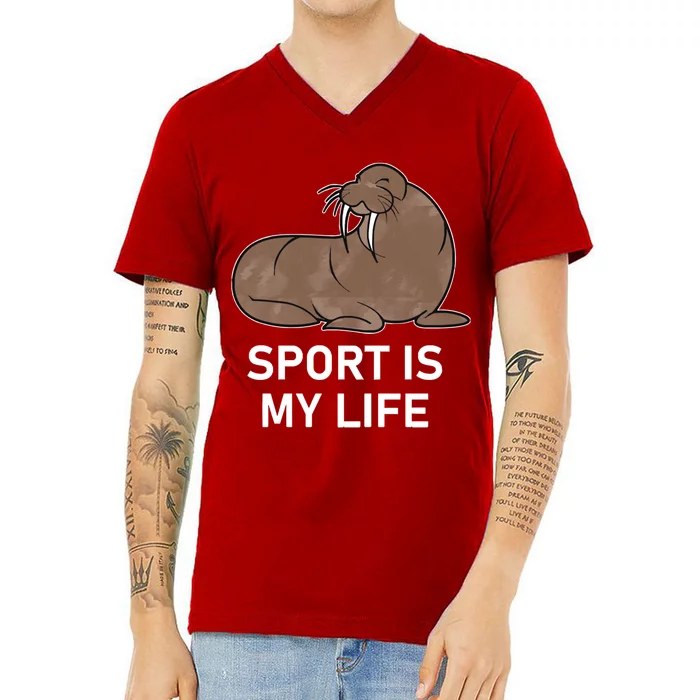 Funny Walrus Sport Is My Life Walrus Lover Gifts V-Neck T-Shirt