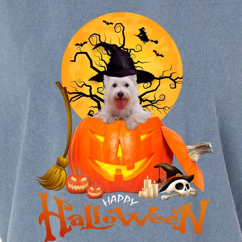 Funny Westie Spooky Halloween Garment-Dyed Women's Muscle Tee