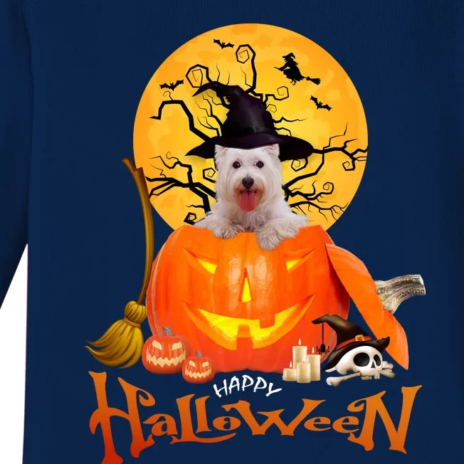 Funny Westie Spooky Halloween Baby Long Sleeve Bodysuit