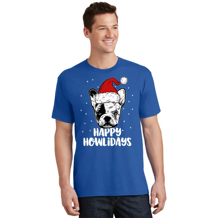 Frenchie Wearing Santa Hat Christmas Happy Howlidays Gift T-Shirt