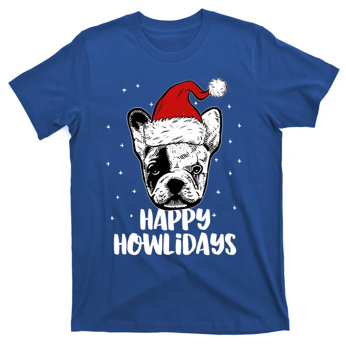 Frenchie Wearing Santa Hat Christmas Happy Howlidays Gift T-Shirt