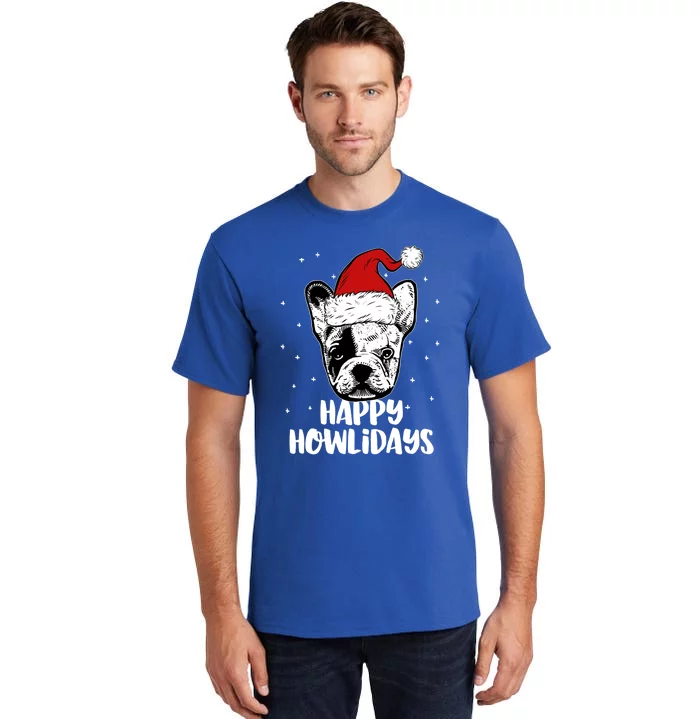 Frenchie Wearing Santa Hat Christmas Happy Howlidays Gift Tall T-Shirt