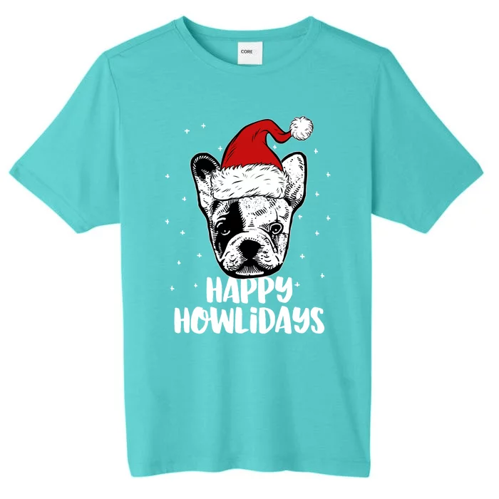 Frenchie Wearing Santa Hat Christmas Happy Howlidays Gift ChromaSoft Performance T-Shirt