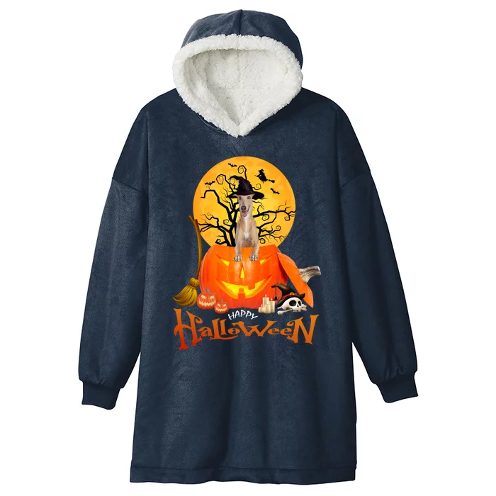 Funny Whippet Spooky Halloween Hooded Wearable Blanket