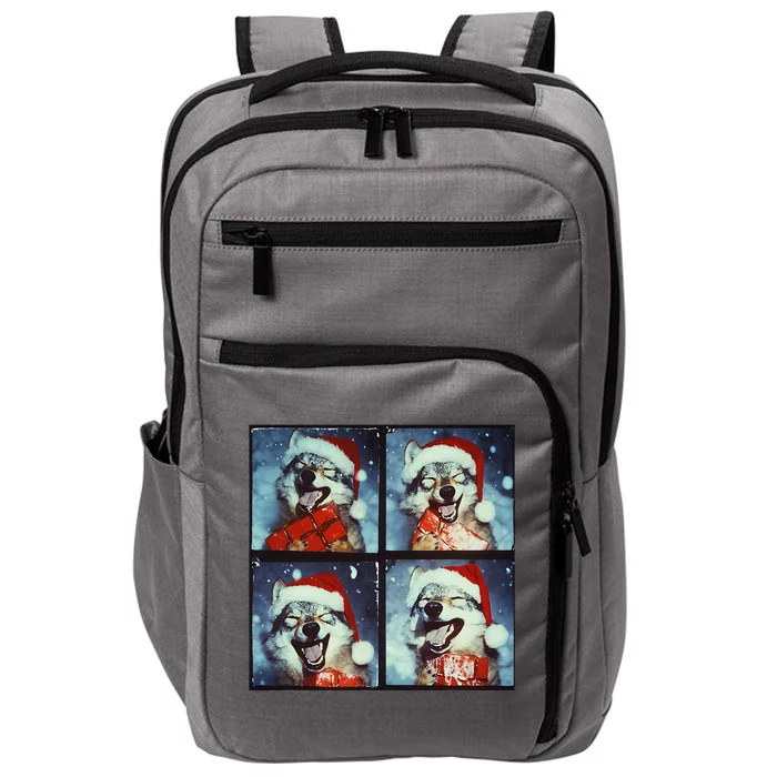 Festive Wolf Selfie Christmas Impact Tech Backpack