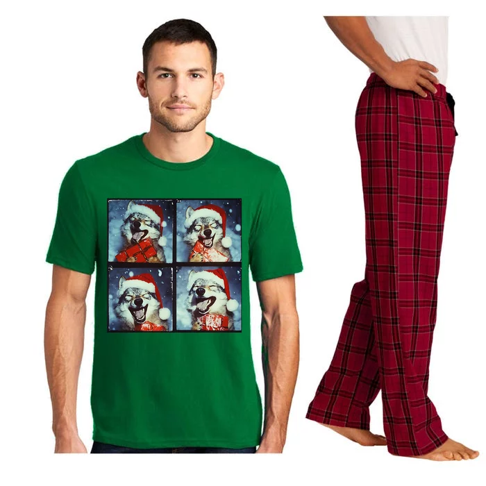 Festive Wolf Selfie Christmas Pajama Set